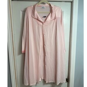 Vtg Vanity Fair Pink Peignoir Set Nightgown Robe Lace Trim USA Made XXXL